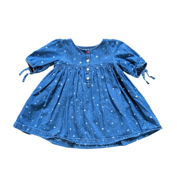 Gymboree Blue Denim Polka Dot Henley Swing Dress - Size 2T - Picture 1 of 6
